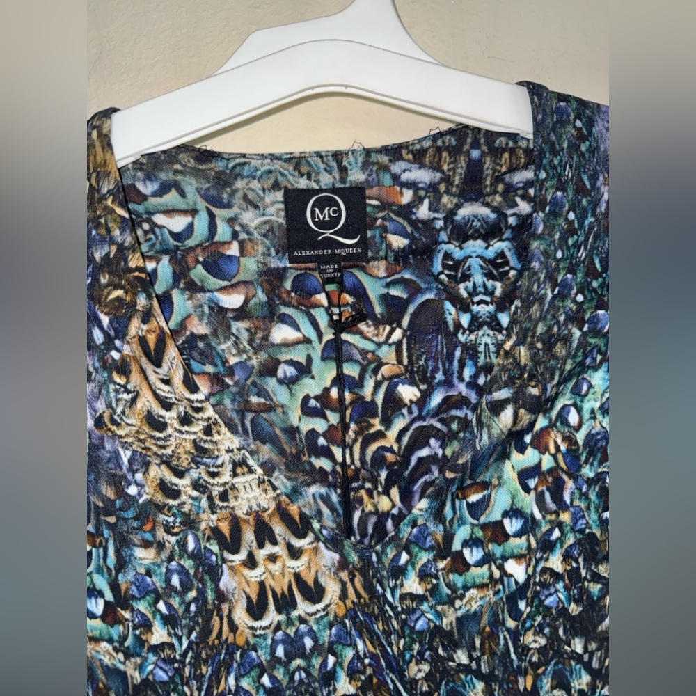 MC Alexander McQueen Peacock Draped Dress NWT $550 Size S 2022-2012 Collection - Picture 5 of 7